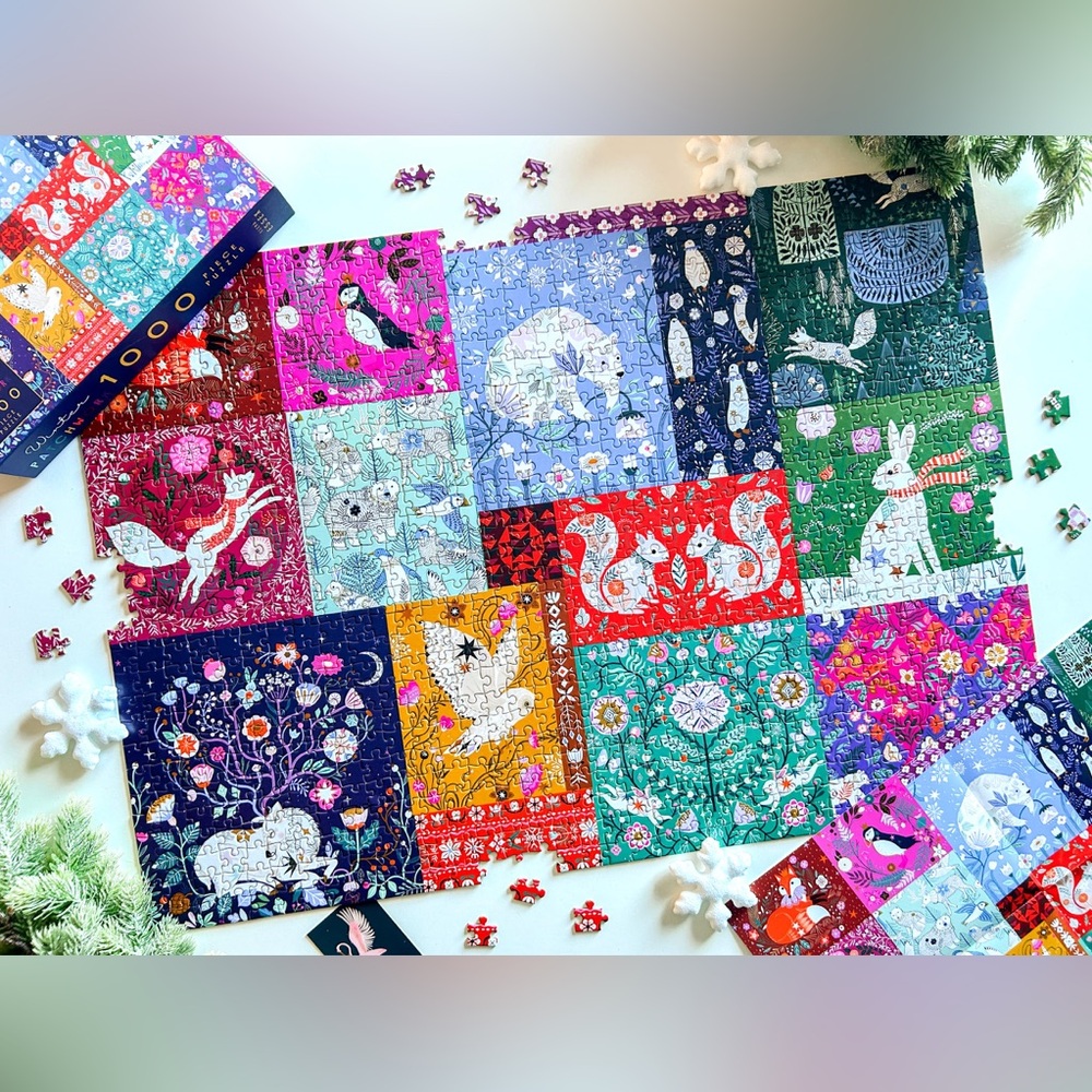 NWT Elena Essex Winter Patchwork 1000-Piece Puzzle - Picture 4 of 6
